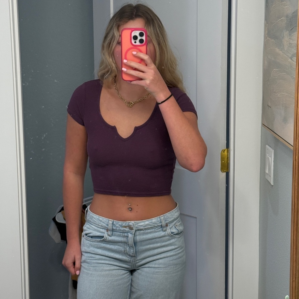 PacSun Purple Fitted Crop T-Shirt